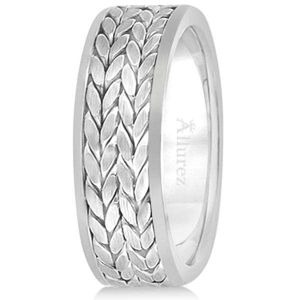 Men's Modern Braided Handwoven Wedding Ring in 14k White Gold (8mm)