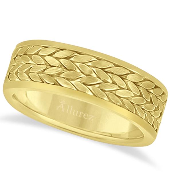 Men's Modern Braided Handwoven Wedding Ring in 14k Yellow Gold (8mm)