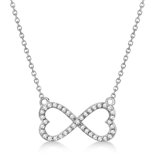Pave Infinity Heart Diamond Pendant Necklace 14k White Gold (0.39ct)