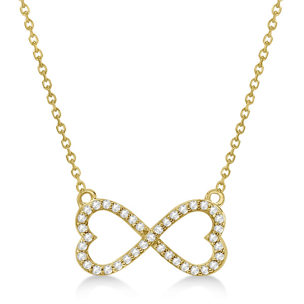 Pave Infinity Heart Diamond Pendant Necklace 18k Yellow Gold (0.39ct)