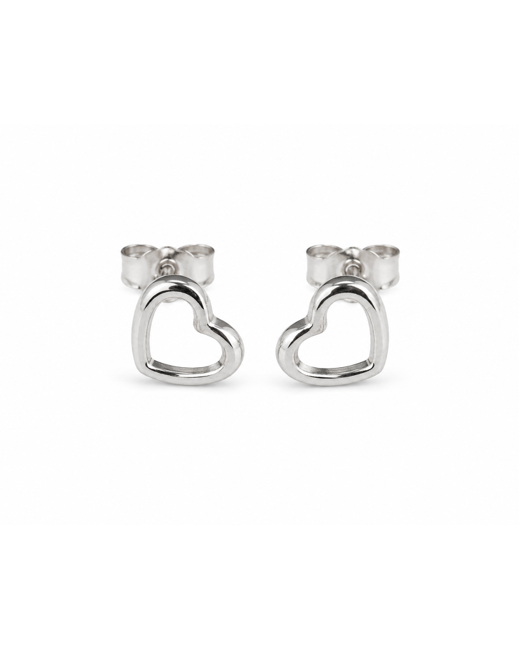Open Heart Stud Earrings in Sterling Silver