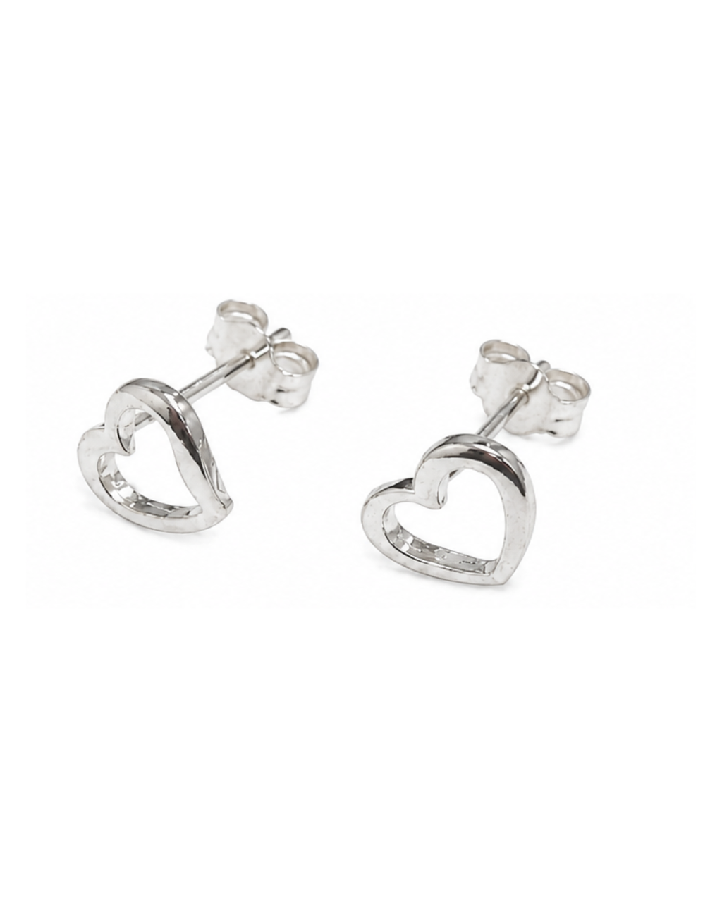 Open Heart Stud Earrings in Sterling Silver