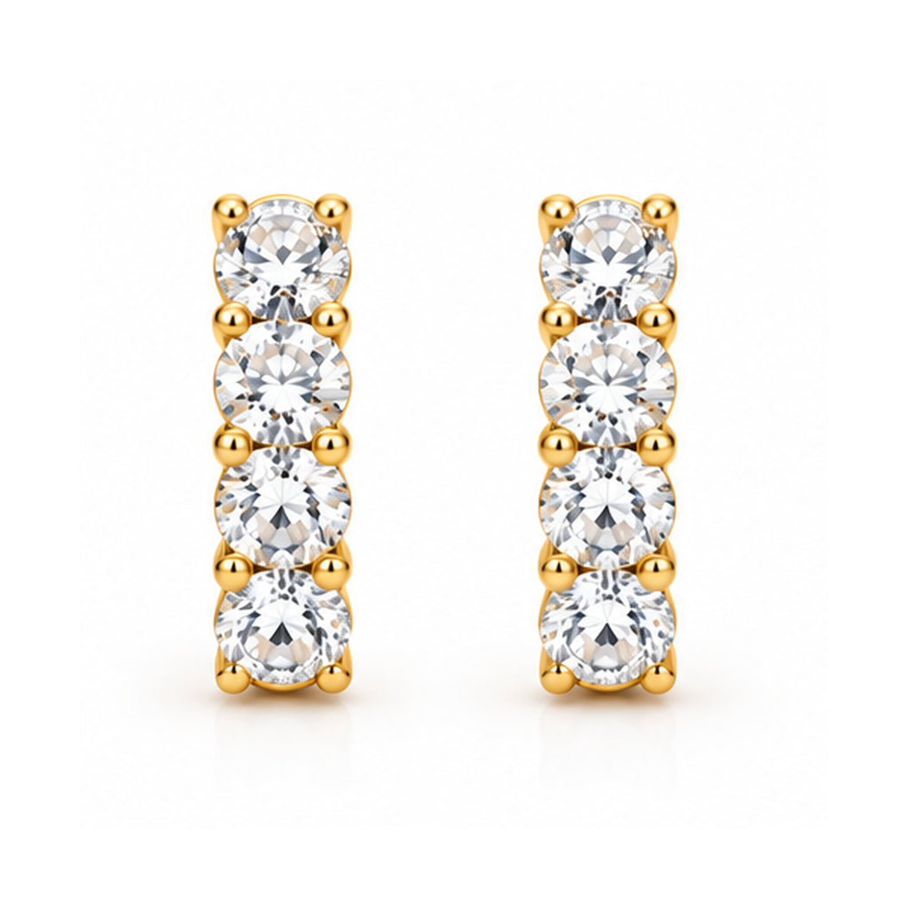 Hinged Hoop Diamond Huggie Style Earrings 14k Yellow Gold (1.51ct)