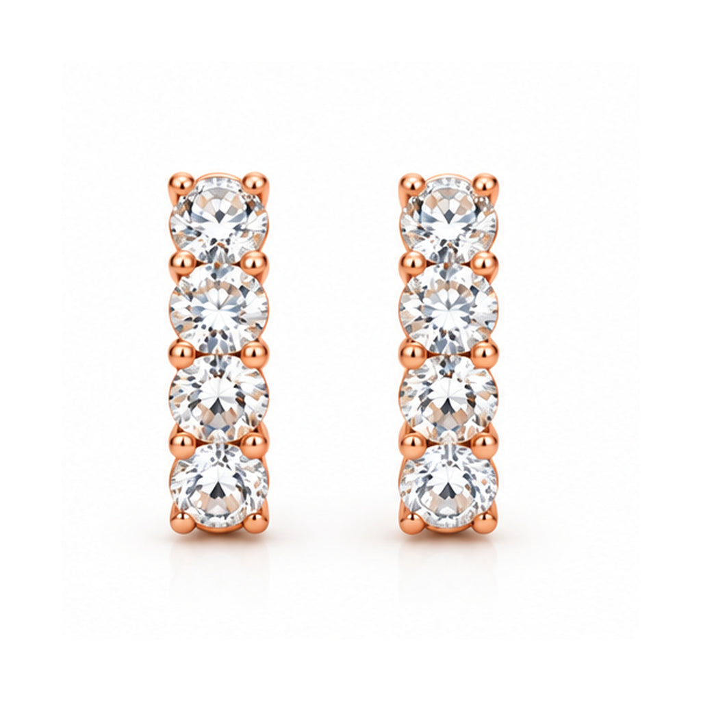 Hinged Hoop Diamond Huggie Style Earrings 14k Rose Gold (1.00ct)