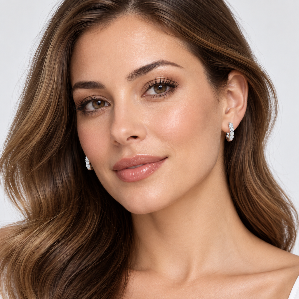 Hinged Hoop Diamond Huggie Style Earrings 14k Rose Gold (0.25ct)