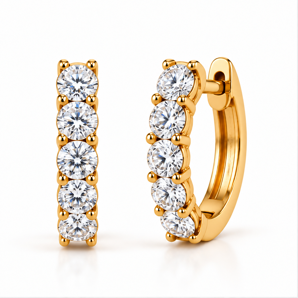 Hinged Hoop Diamond Huggie Style Earrings 14k Yellow Gold (0.25ct)