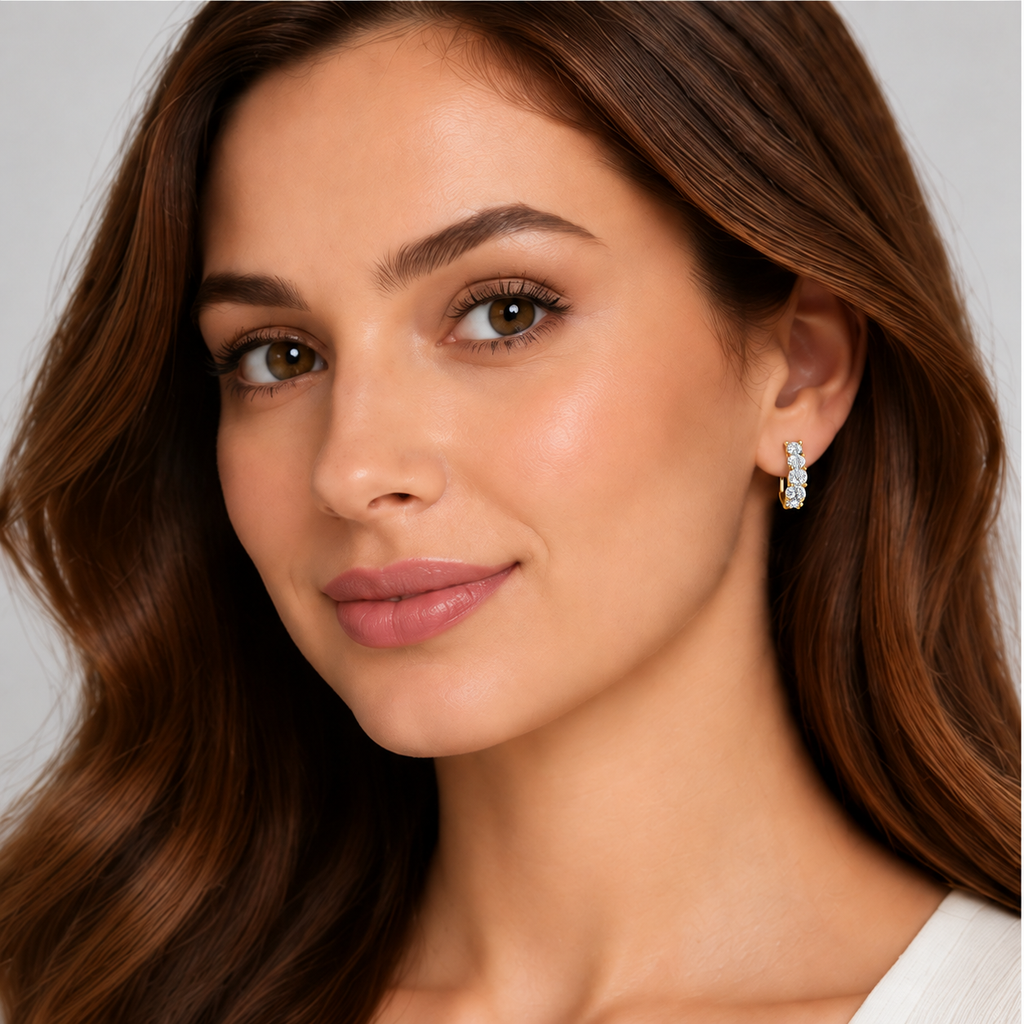 Hinged Hoop Diamond Huggie Style Earrings 14k Yellow Gold (0.25ct)
