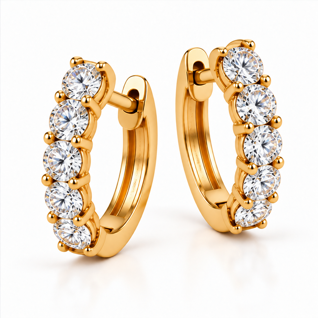 Hinged Hoop Diamond Huggie Style Earrings 14k Yellow Gold (0.25ct)