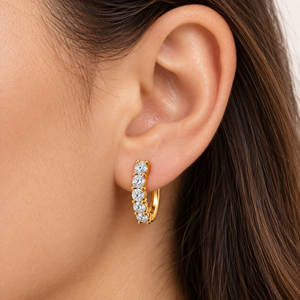 Hinged Hoop Diamond Huggie Style Earrings 14k Yellow Gold (0.50ct)