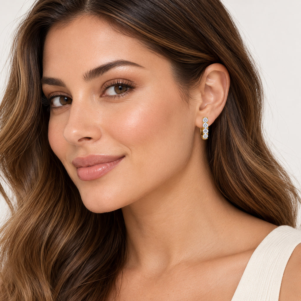 Hinged Hoop Diamond Huggie Style Earrings 14k Yellow Gold (0.50ct)
