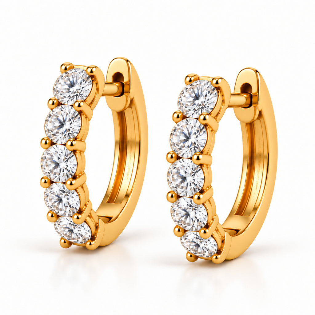 Hinged Hoop Diamond Huggie Style Earrings 14k Yellow Gold (0.50ct)