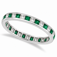 Princess-Cut Lab Emerald & Diamond Eternity Ring 14k White Gold (1.26ct)