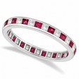 Princess-Cut Lab Ruby & Diamond Eternity Ring 14k White Gold (1.26ct)