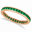 Princess-Cut Lab Emerald Eternity Ring Band 14k Rose Gold (1.36ct)