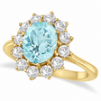 Oval Aquamarine and Diamond Ring 14k Yellow Gold (3.60ctw)