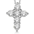 Prong Set Round Lab-Grown Diamond Cross Pendant Necklace 14k White Gold (2.05ct)