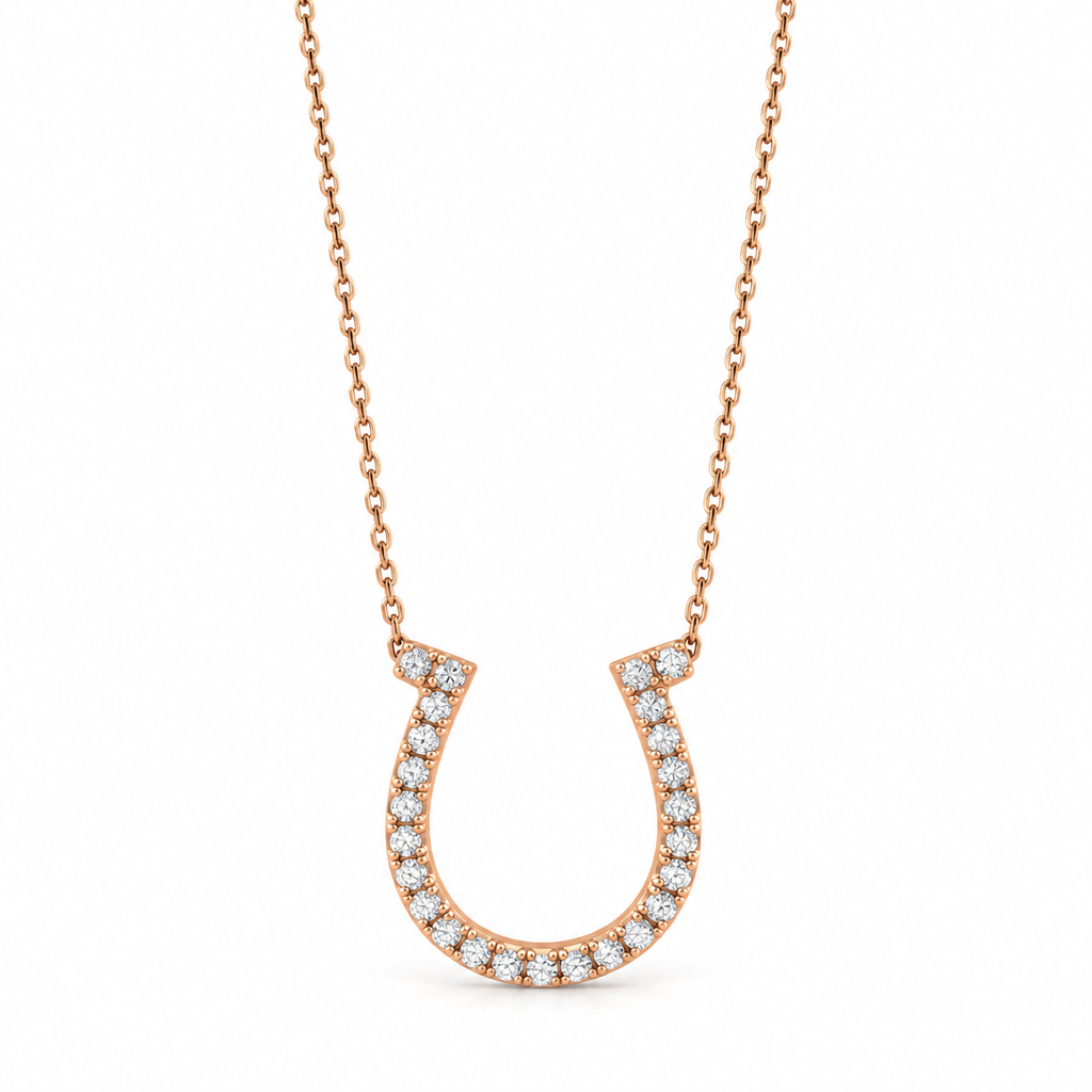 Diamond Horseshoe Pendant Necklace 14k Rose Gold (0.26ct)
