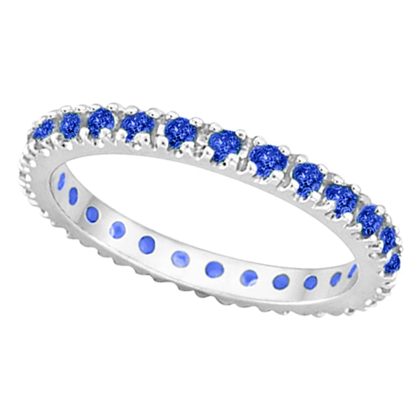 Blue sapphire palladium eternity band, main product view