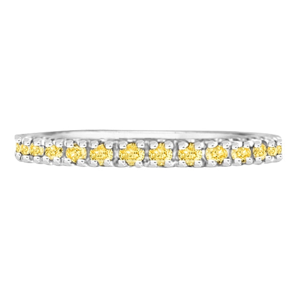 Fancy yellow canary diamond palladium 2 mm eternity band, accurate alternate profile