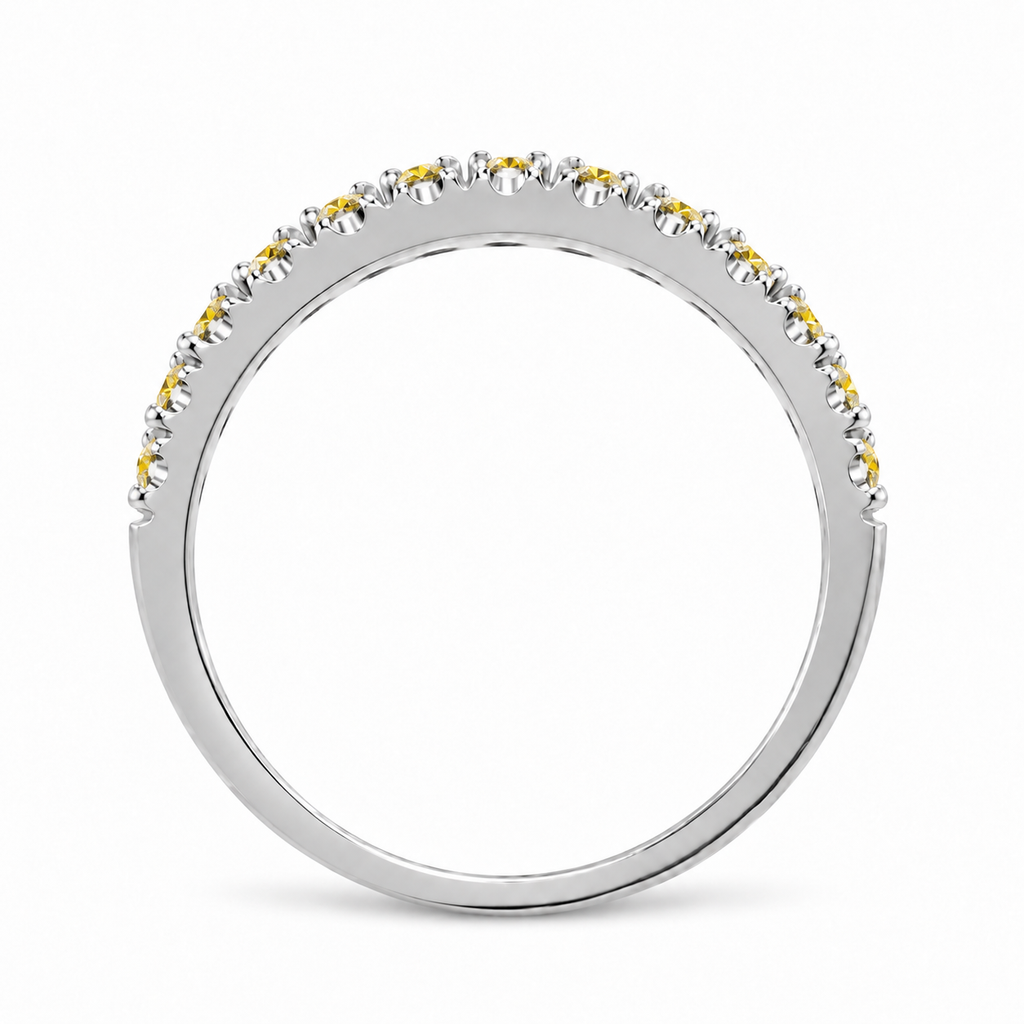 Lab-grown yellow canary diamond palladium stackable band — edge-on side profile