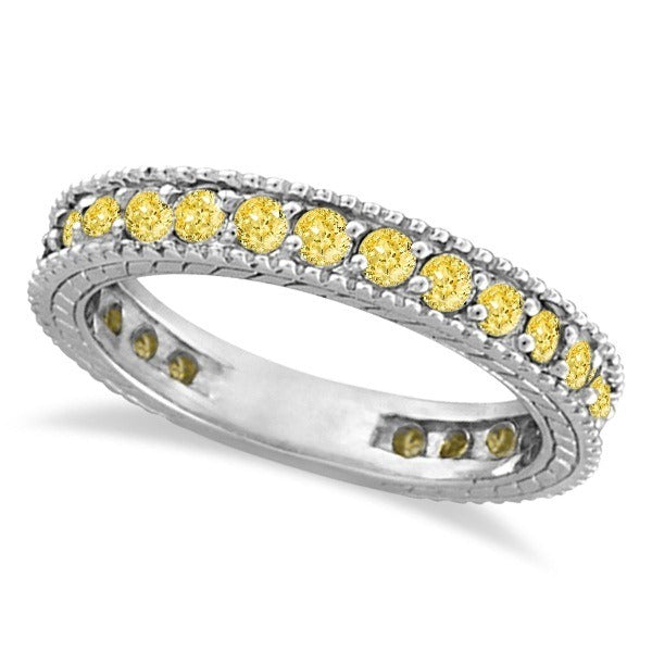 Fancy Yellow Canary Diamond Eternity Ring Band 14K White Gold (1.00 ct) — main product view