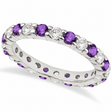 Eternity Diamond & Amethyst Ring Band 14k White Gold (2.40ct)