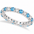 Eternity Diamond & Blue Topaz Ring Band 14k White Gold (2.40ct)