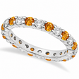 Eternity Diamond & Citrine Ring Band 14k White Gold (2.40ct)