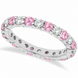 Eternity Diamond & Pink Sapphire Ring Band 14k White Gold (2.35ct)