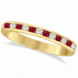 Ruby & Diamond Semi-Eternity Channel Ring 14k Yellow Gold (0.40ct)