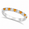 Diamond and Citrine Ring Guard Stackable Band 14k White Gold (0.32ct)