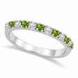 Diamond and Peridot Ring Guard Anniversary Ring 14k White Gold (0.32ct)