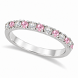 Lab Diamond and Lab Pink Sapphire Ring Guard Stackable 14k White Gold (0.32ct)