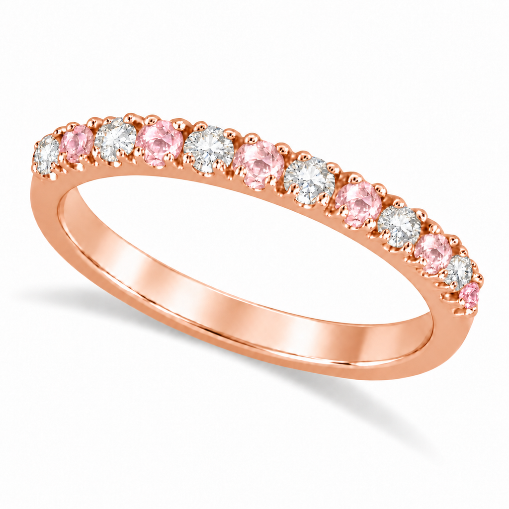 Lab Diamond and Lab Pink Sapphire Ring Guard Stackable 14k Rose Gold (0.32ct) — main product