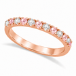 Lab Diamond and Lab Pink Sapphire Ring Guard Stackable 14k Rose Gold (0.32ct)