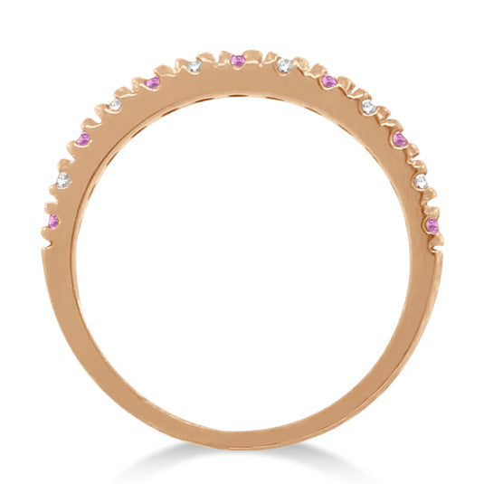 Lab Diamond and Lab Pink Sapphire Ring Guard Stackable 14k Rose Gold (0.32ct) — original true side profile