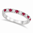 Diamond and Ruby Ring Guard Anniversary Band 14K White Gold (0.32ct)