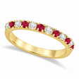 Lab Diamond and Lab Ruby Ring Guard Stackable Band 14K Yellow Gold (0.37ct)