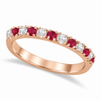 Lab Diamond and Lab Ruby Band Anniversary Ring Guard 14K Rose Gold (0.37ct)