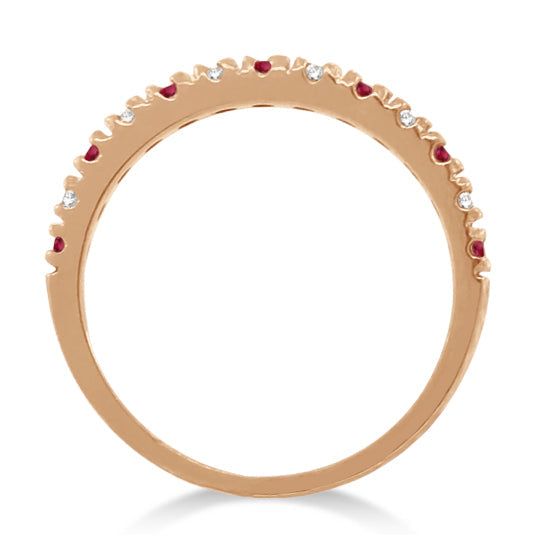 Lab-grown ruby and lab-grown diamond 2 mm band in 14k rose gold — original true side profile