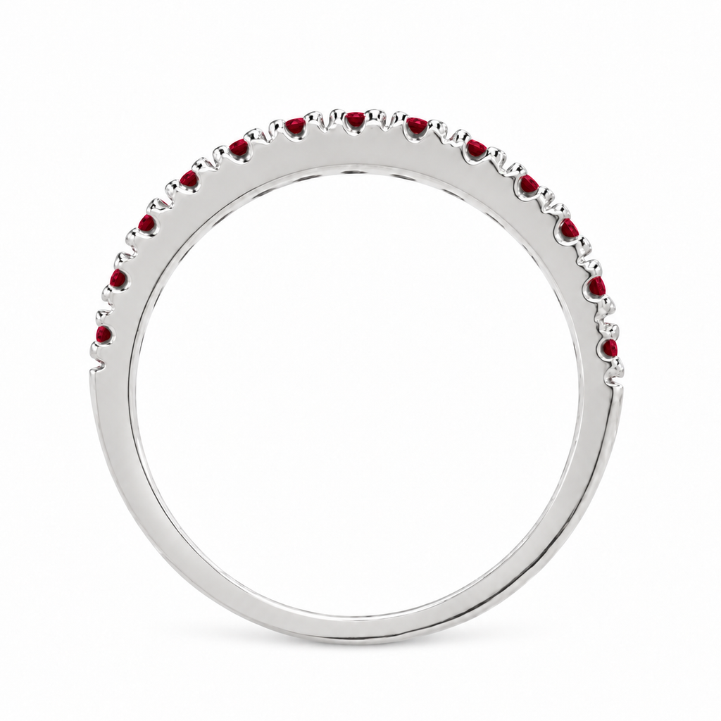 Ruby stackable band in 14k white gold — edge-on side profile
