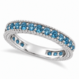 Blue Diamond Eternity Ring with Milgrain Edges 14k White Gold (1.00ct)