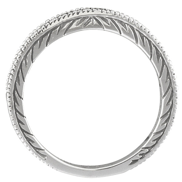 Ruby Stackable Ring Band Milgrain Edges 14k White Gold — original concealed-stone side profile