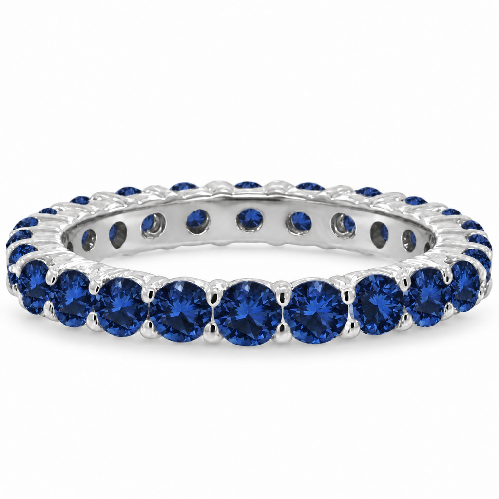 Lab Blue Sapphire Eternity Ring Anniversary Band 14k White Gold (1.07ct) — alternate product profile on white