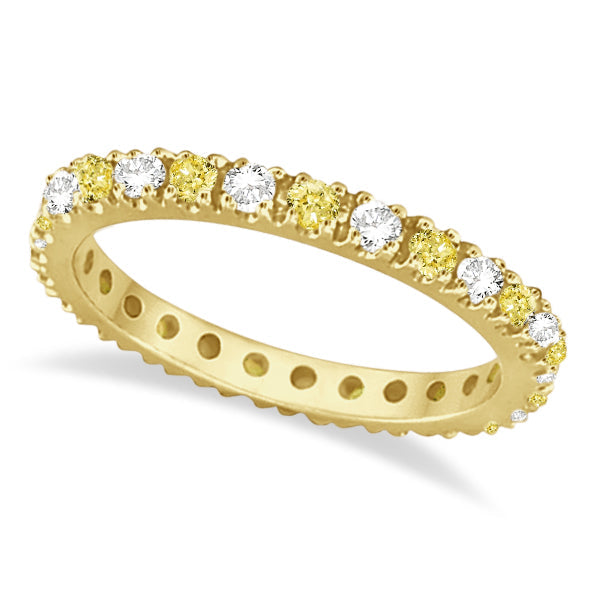 Yellow and white diamond 14K yellow gold 2 mm eternity band, main product view