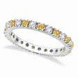Fancy Yellow Canary & White Diamond Eternity Ring Band 14K White Gold (0.50ct)