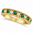 Emerald & Diamond Ring Anniversary Band 14k Yellow Gold (0.30ct)