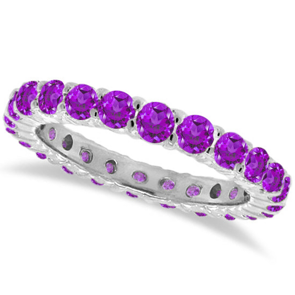 Purple Amethyst Eternity Ring Band 14k White Gold (1.07ct) — main product view on white