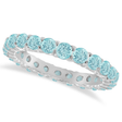 Aquamarine Eternity Ring Band 14k White Gold (1.07ct)