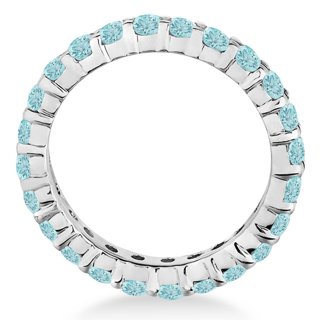 Aquamarine Eternity Ring Band 14k White Gold (1.07ct) — true side product profile on white